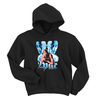 2pac Blue Font Hiphop Hoodie