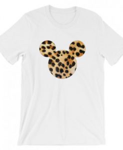 Mickey mouse art Leopard T-Shirt White