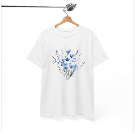 Comfort Colors Blue Flower Bouquet T-shirt
