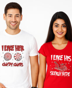 I Like Her Candy Canes Christmas Couple Shirt