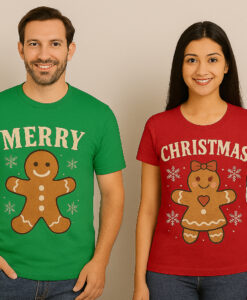 Vintage Gingerbread Couple Christmas T-Shirt