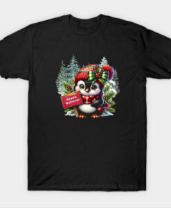 Happy Holidays Penguin Christmas T Shirt